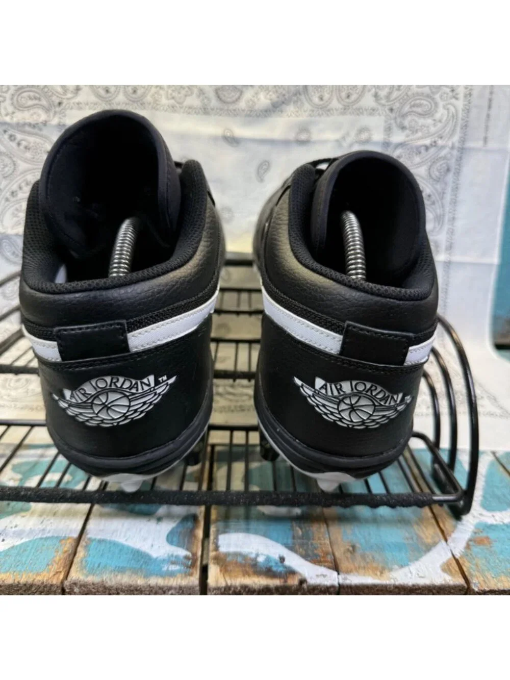 Nike Air Jordan 1 Low TD Football Cleat Black Men SZ 12 OG AV5292 EUC/New *READ*